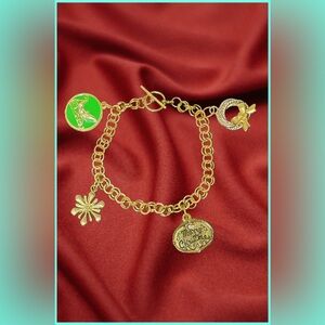Gold-Tone Christmas Theme Charm Bracelet